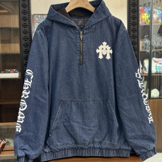 CHROME HEARTS 크롬하츠 데님 하프짚 후드 #145651120