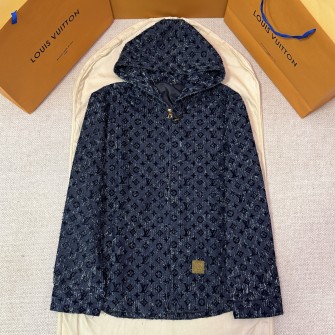 LOUIS VUITTON 루이비통 벨벳 데님 후드 자켓 남자 1AHUYN #1634617