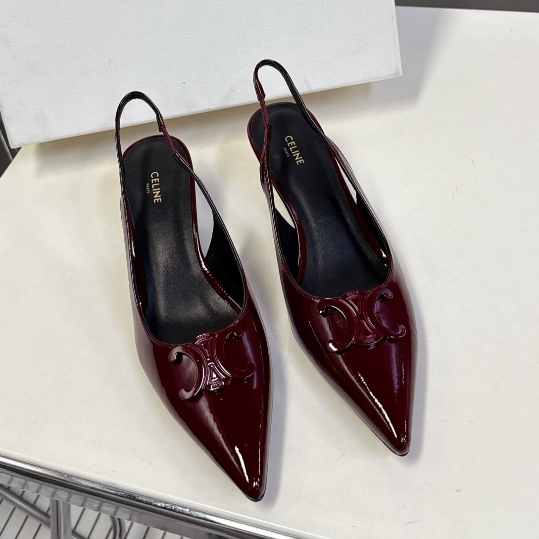 CELINE 셀린느 알마 트리옹프 페이턴트 슬링백 펌프스 #18106123