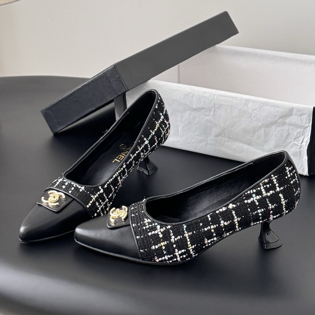 CHANEL 샤넬 캡토 트위드 펌프스 #22126123