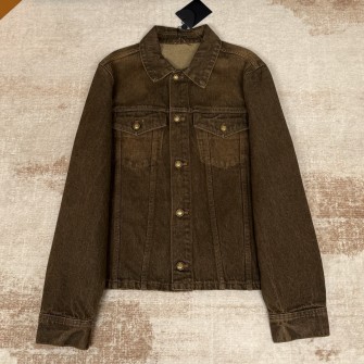 LOUIS VUITTON 루이비통 커피 인디고 데님 롱 슬리브드 셔츠 1AJUEU