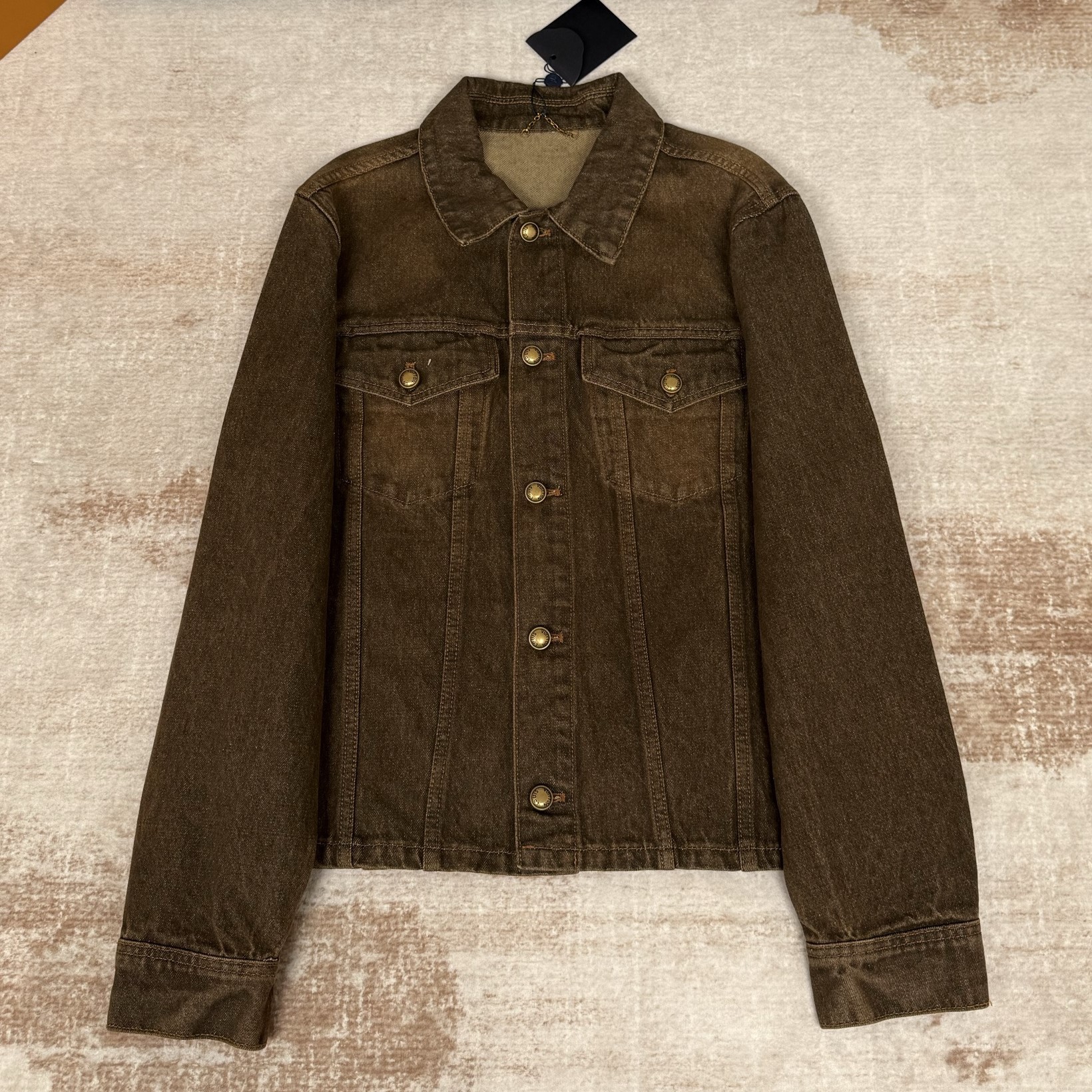 LOUIS VUITTON 루이비통 커피 인디고 데님 롱 슬리브드 셔츠 1AJUEU