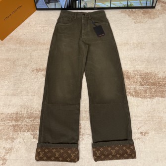 LOUIS VUITTON 루이비통 시그니처 턴업 디테일 왁스 데님 팬츠 1AJCU4