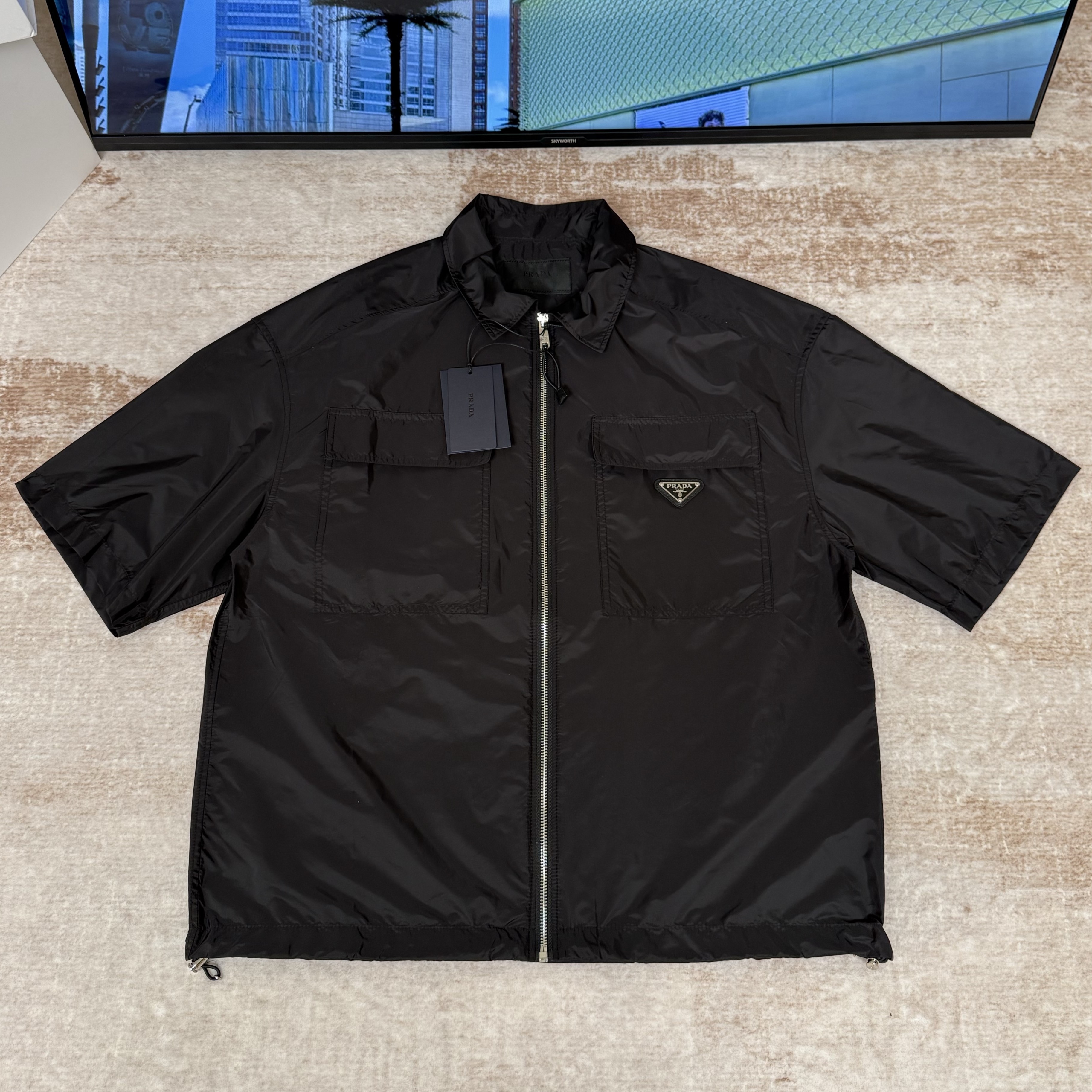 PRADA 프라다 숏슬리브 리나일론 셔츠 블랙 #2336312