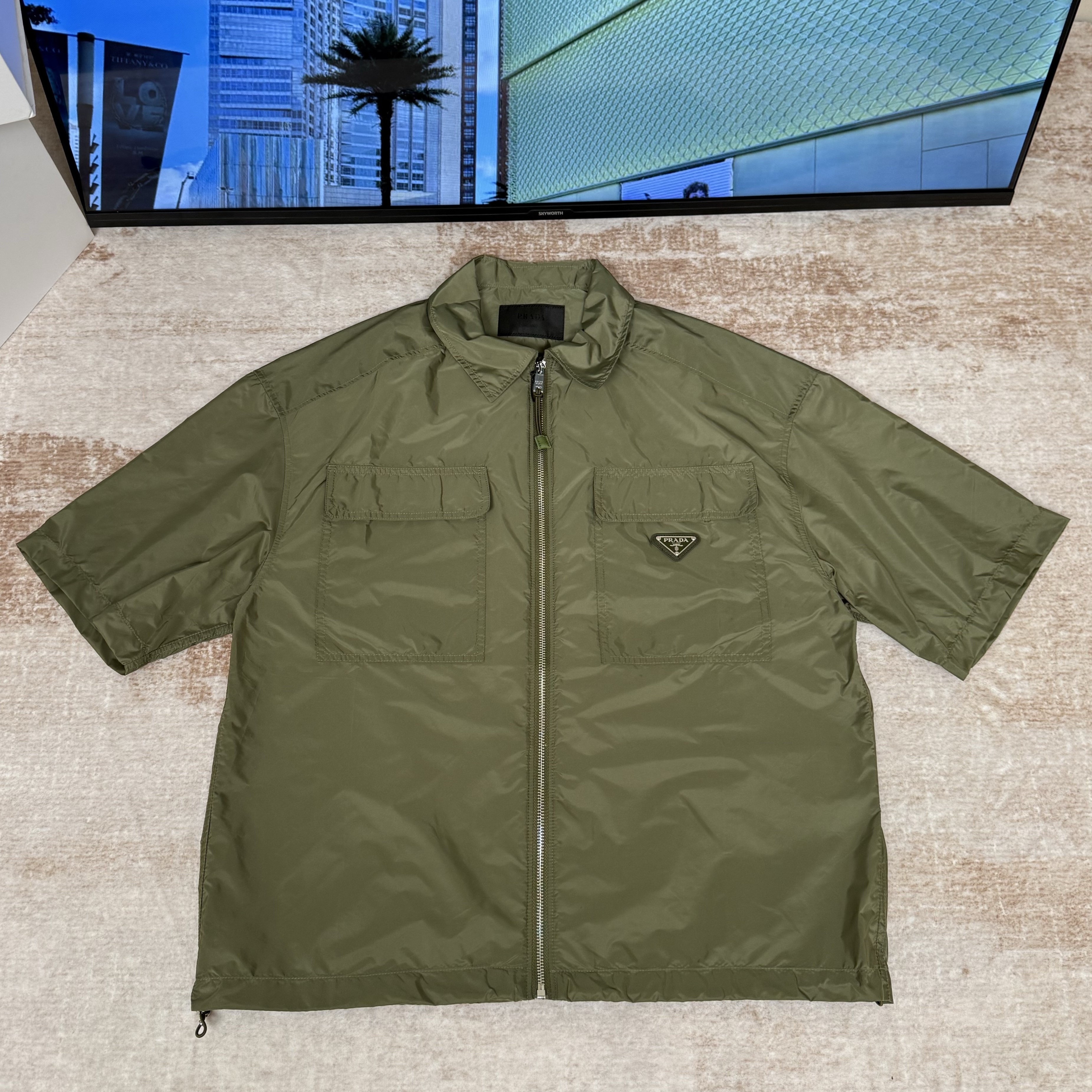 PRADA 프라다 숏슬리브 리나일론 셔츠 블랙 #2346312