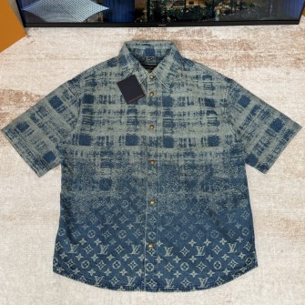 LOUIS VUITTON 루이비통 데님 쇼트 슬리브드 셔츠 1AJC88