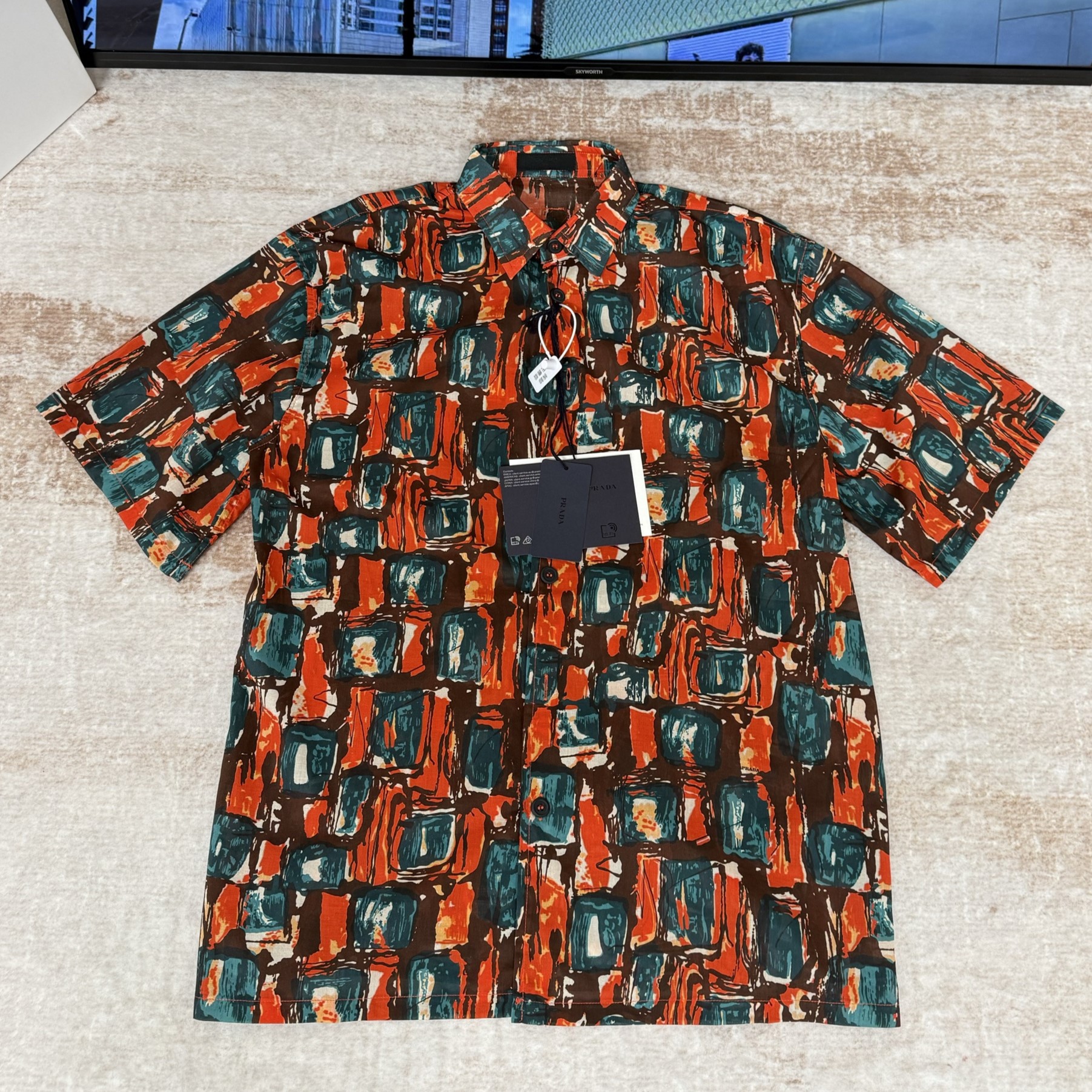 PRADA 프라다 스퀘어 프린트 셔츠 #15266316