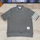 THOM BROWNE 톰브라운 울 숏슬리브 폴로 미디움 그레이 #1986325
