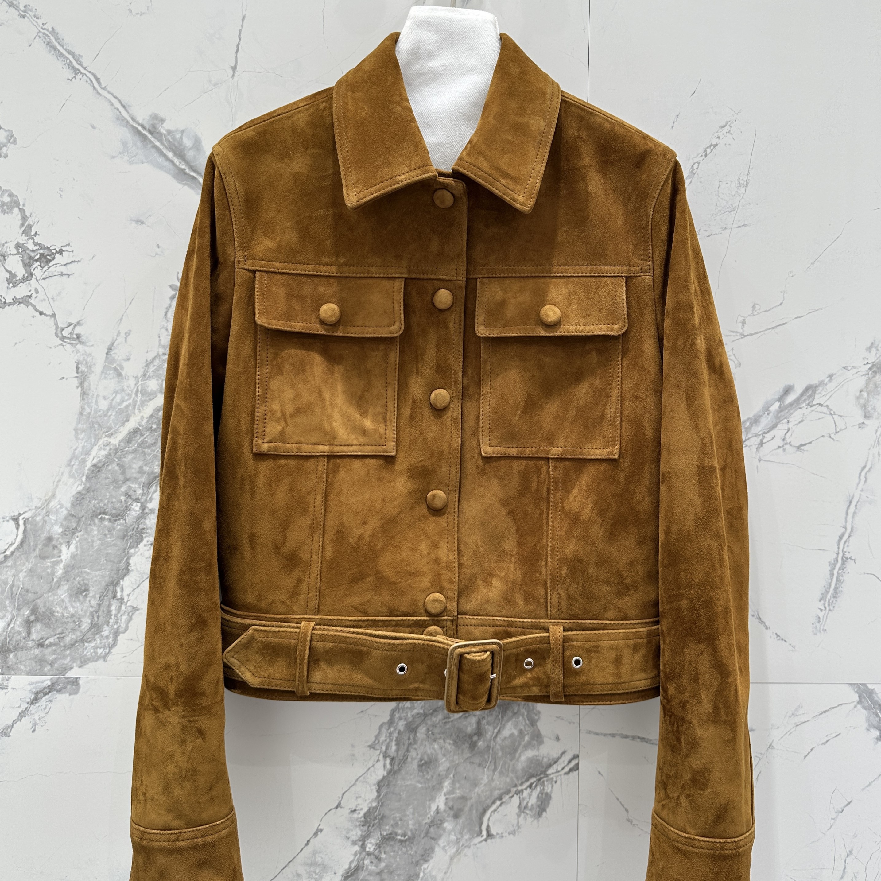 SAINT LAURENT 생로랑 올리브 그린 스웨이드 재킷 (로제재킷) #1446326