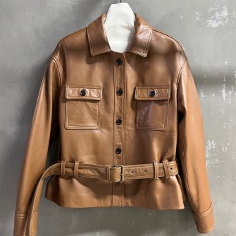 SAINT LAURENT 생로랑 사하리엔 크롭 가죽 자켓 #15266326