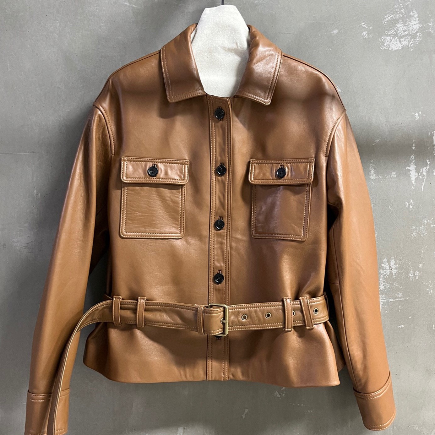 SAINT LAURENT 생로랑 사하리엔 크롭 가죽 자켓 #15266326