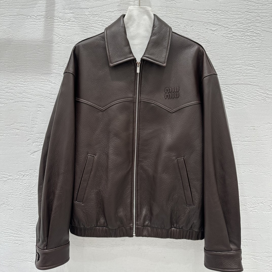 MIUMIU 미우미우 가죽 블루종 재킷 #15396326