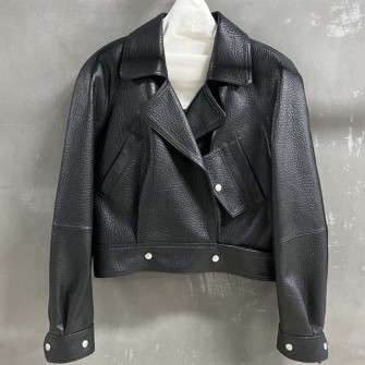 Phoebe Philo 피비 파일로 블랙 비대칭 지퍼 실버톤 블랙 가죽 재킷 #17266326